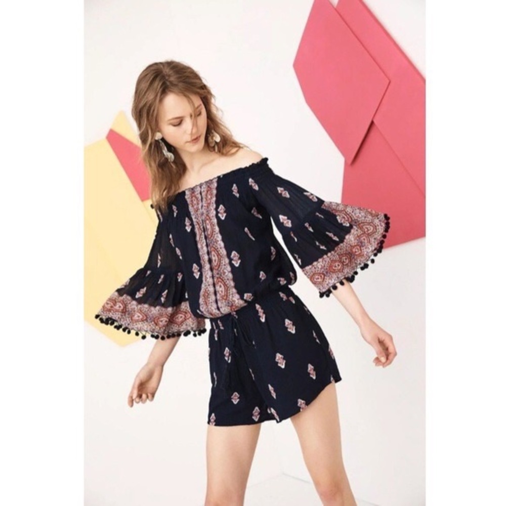 Anthropologie | Lilka Vida Paisley Pom-Pom Romper | S